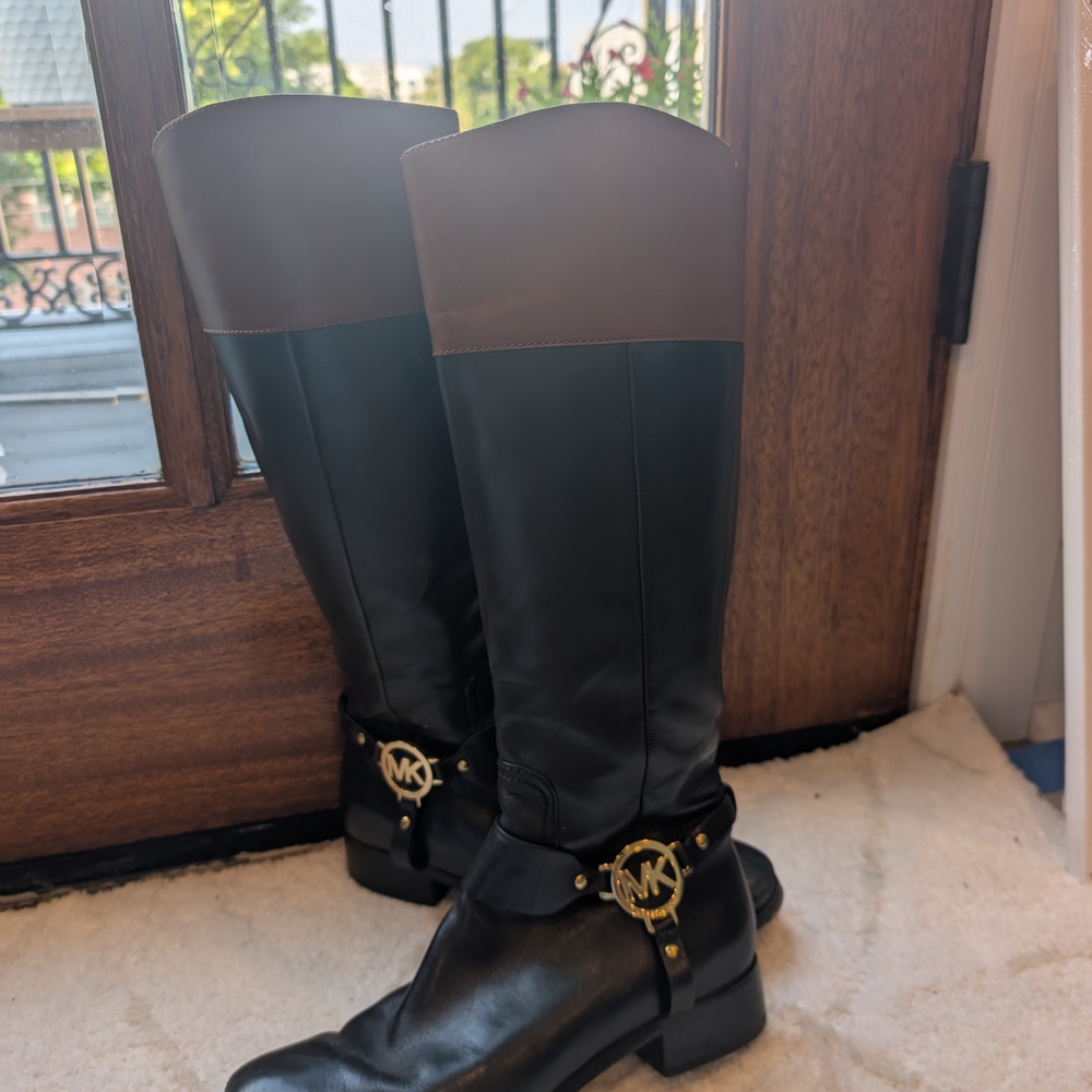 Michael Kors Black and Brown Riding Boots